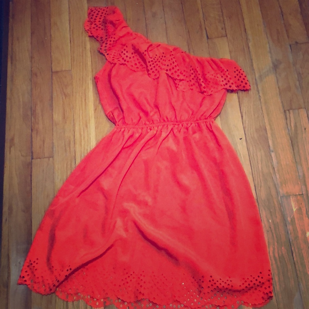 Orange one shoulder dress